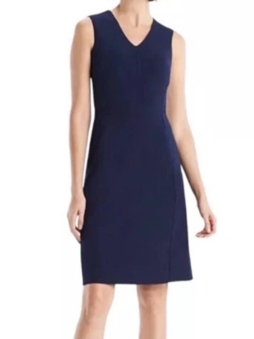 MM Lafleur Annie A-Line Sheath Dress Navy 10 Career Office Minimalist Classic